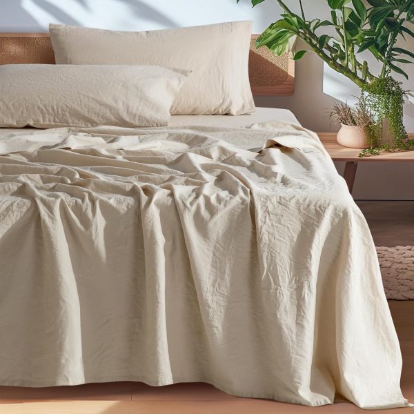 100% French Pure Linen Sheets, Breathable and Durable Line King Size Sheets
