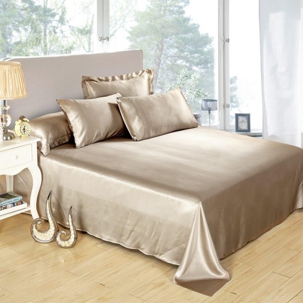 4pc Silk Sheets Fitted Sheet Flat Sheet Pillowcases California King Size 25 Momme