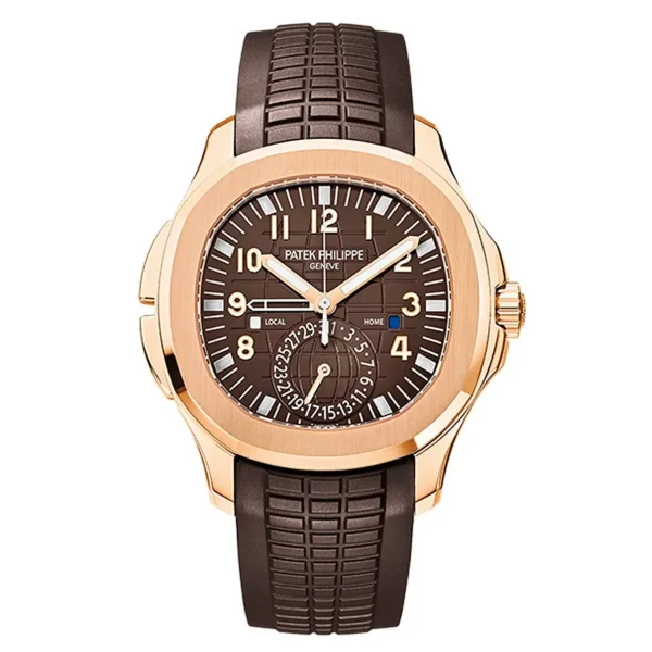 Patek Philippe Aquanaut Travel Time 40 mm | 18k Everose Gold bracelet | Brown embossed dial | Men's Watch 5164R-001