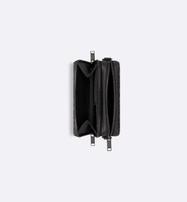 DIOR Zipped Pouch with Strap Black Oblique Jacquard - Image 2