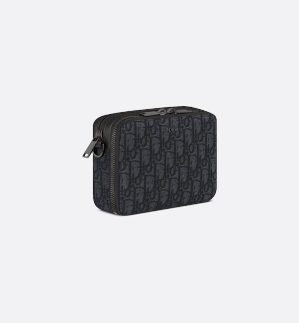DIOR Zipped Pouch with Strap Black Oblique Jacquard - Image 3