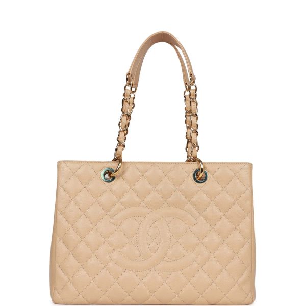 Chanel Grand Shopping Tote (GST) Beige Caviar Gold Hardware
