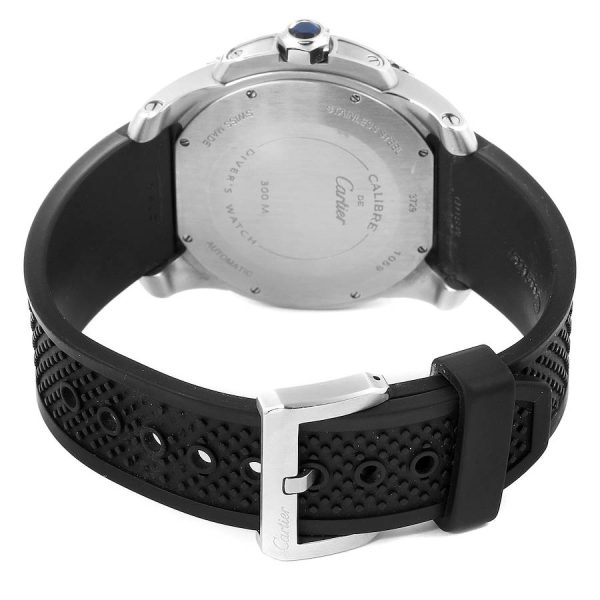 CARTIER Calibre Diver Black Rubber Strap Steel Mens Watch - Image 4