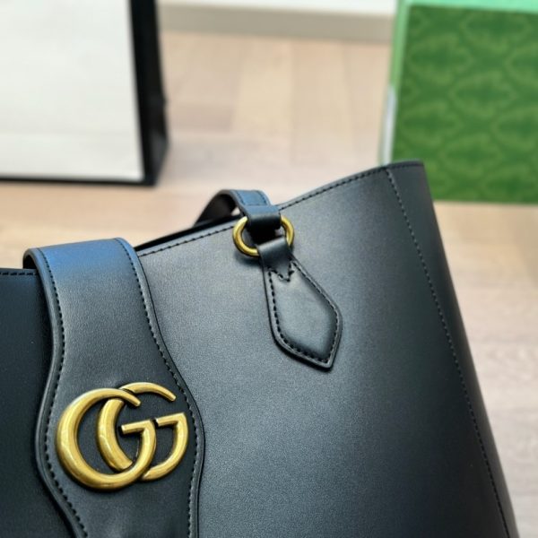 GUCCI New Sakai Calfskin Lux Medium Dahlia Tote Black - Image 6