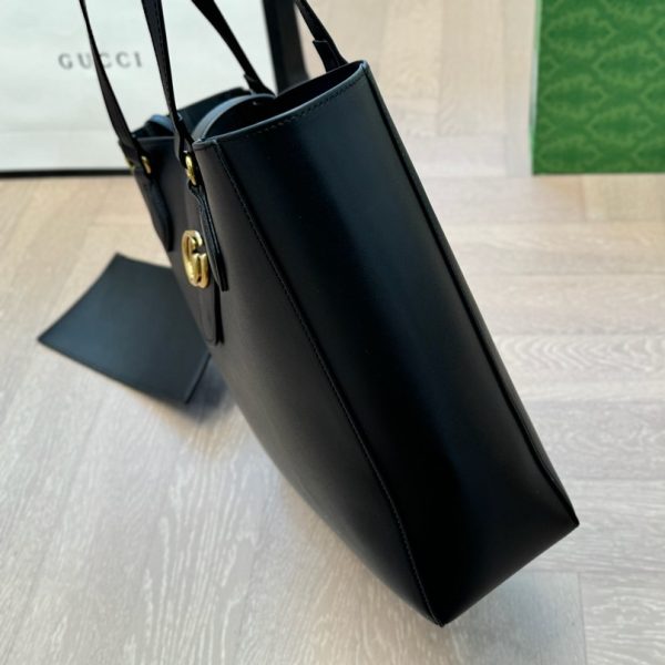 GUCCI New Sakai Calfskin Lux Medium Dahlia Tote Black - Image 5