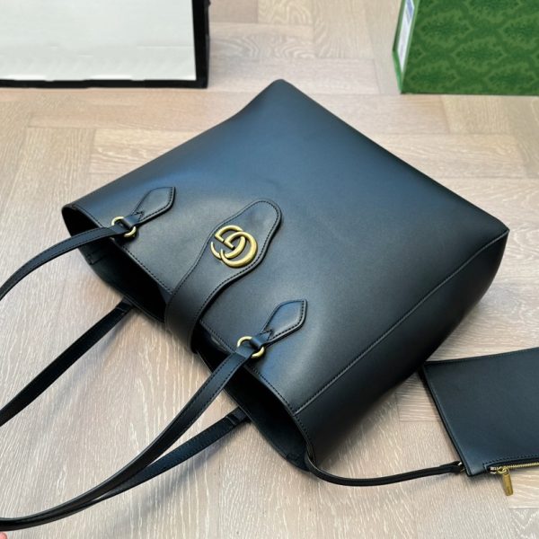 GUCCI New Sakai Calfskin Lux Medium Dahlia Tote Black - Image 3