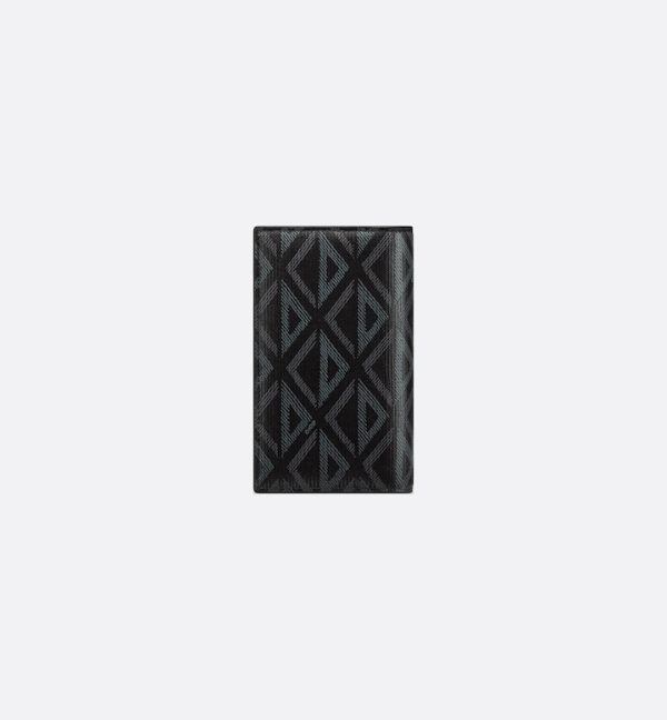 DIOR Long Bifold Card Holder  Black CD Diamond Canvas