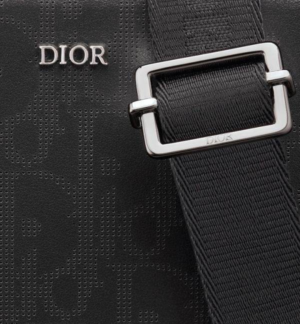 DIOR Zipped Pouch with Strap Black Oblique Galaxy Leather - Image 6