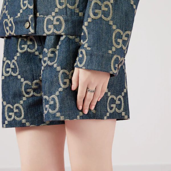 GUCCI SILVER RING WITH SQUARE G - Image 5