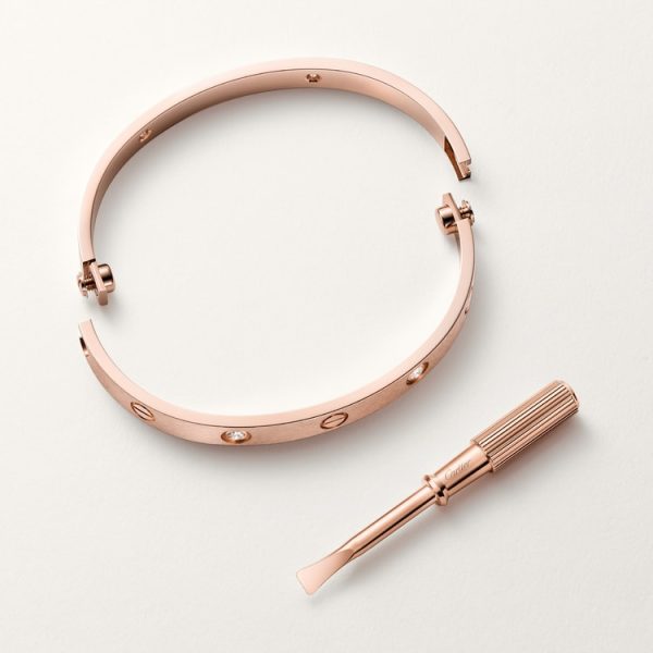 CARTIER LOVE BRACELET, CLASSIC MODEL, BRUSHED, 4 DIAMONDS - Image 6