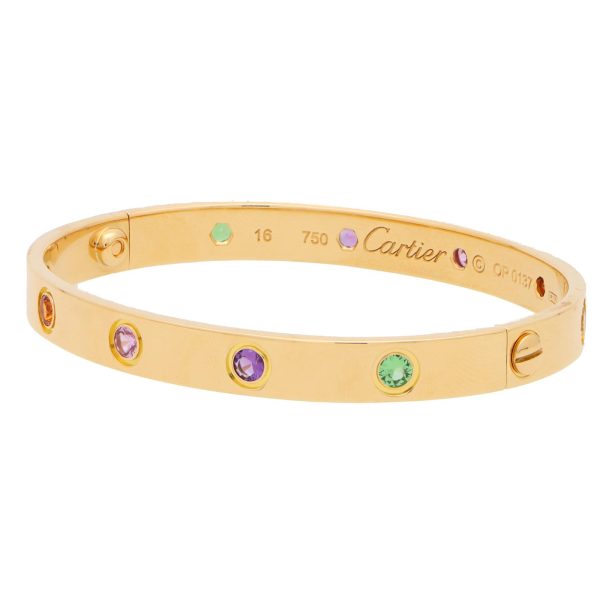 CARTIER Multi Gem Love Bracelet in 18k Yellow Gold - Image 2