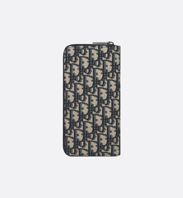 DIOR Vertical Long Zipped Wallet Beige and Black Oblique Jacquard - Image 5
