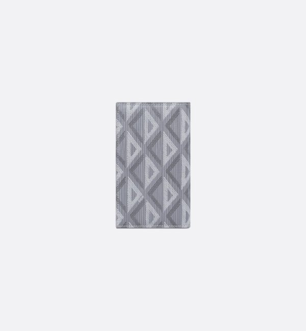 DIOR Long Bifold Card Holder Gray CD Diamond Canvas