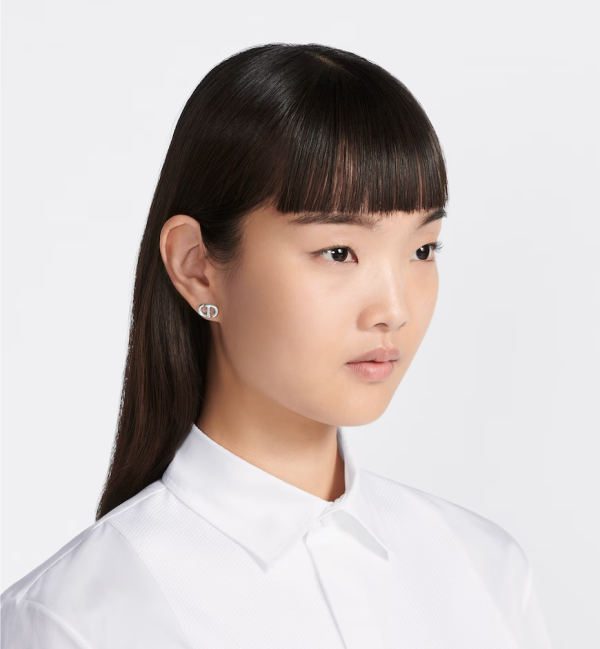 DIOR CD Navy Stud Earrings - Image 2