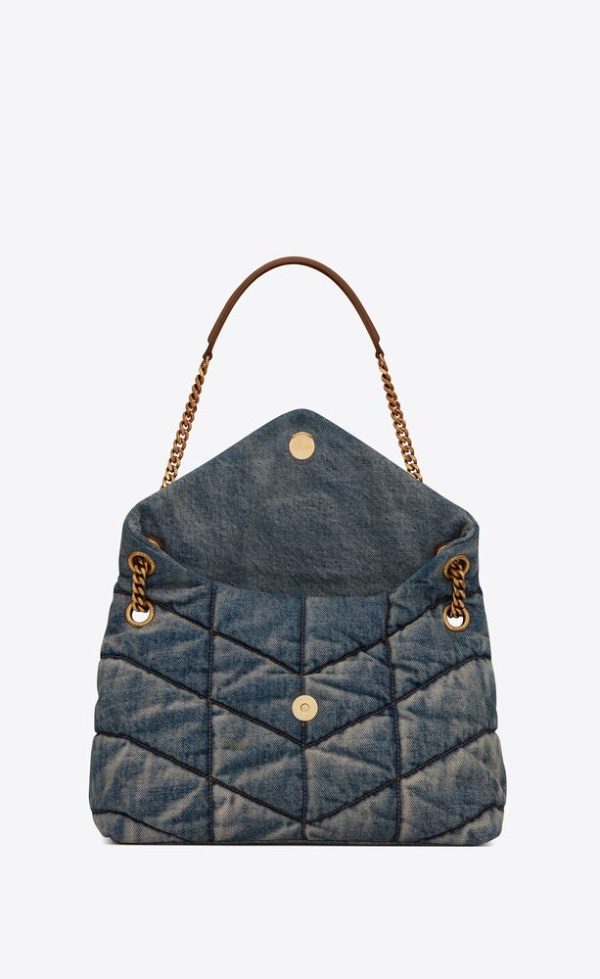 SAINT LAURENT PUFFER MEDIUM IN SUEDE AND DENIM - Image 4