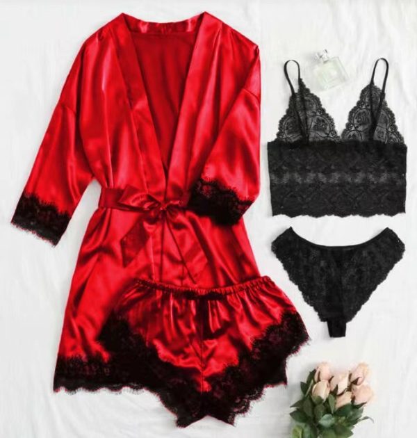 🔥LAST DAY SALE 49% OFF 🔥Valentine's Day 4 sets of lace satin sling pajamas set🌹 - Image 3