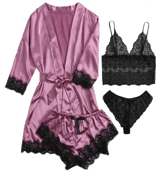 🔥LAST DAY SALE 49% OFF 🔥Valentine's Day 4 sets of lace satin sling pajamas set🌹 - Image 4