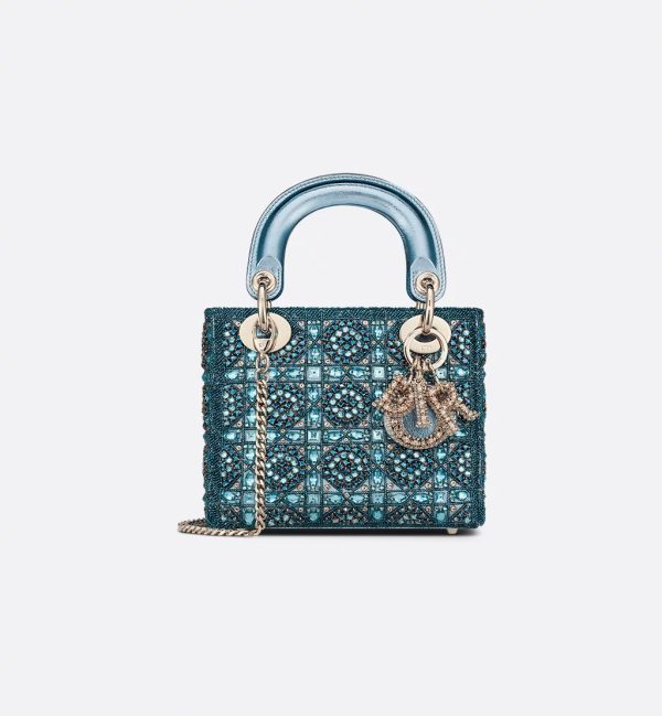 Metallic Lambskin and Celestial Blue Satin Embroidered with Beads - Image 2