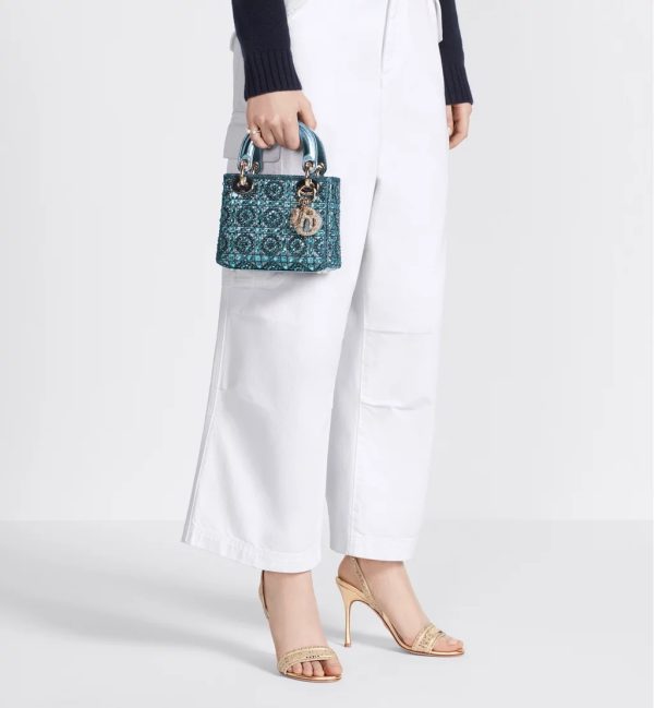 Metallic Lambskin and Celestial Blue Satin Embroidered with Beads - Image 3