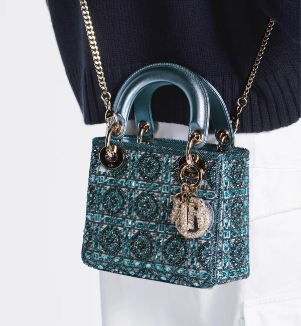 Metallic Lambskin and Celestial Blue Satin Embroidered with Beads - Image 4