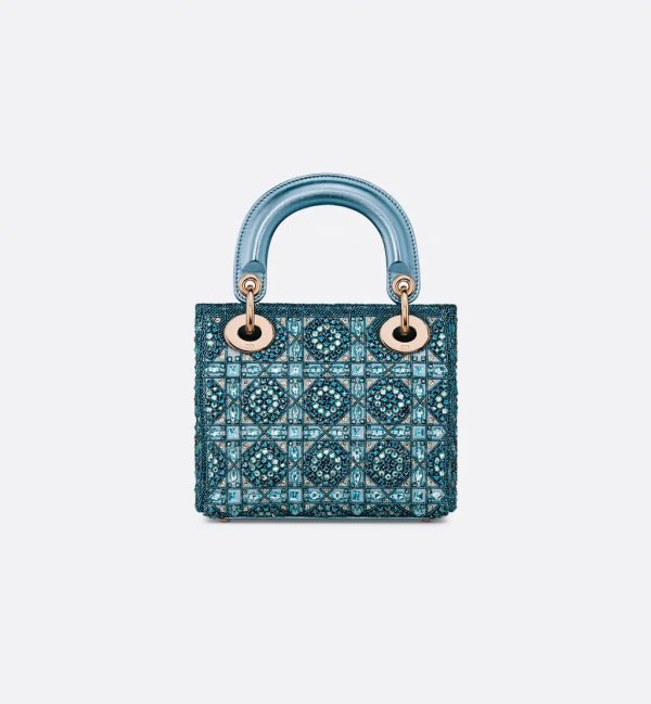 Metallic Lambskin and Celestial Blue Satin Embroidered with Beads - Image 5