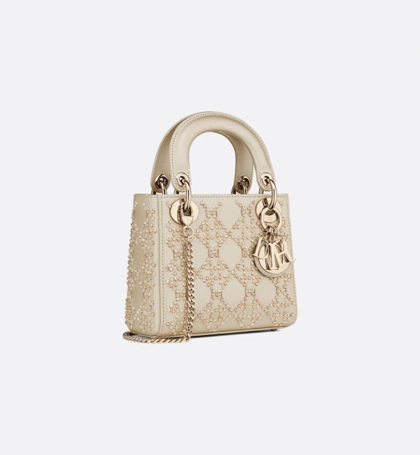 Platinum-Tone Metallic Cannage Lambskin with Beaded Embroidery - Image 4