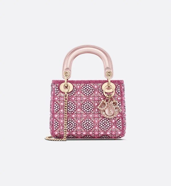 Metallic Lambskin and Rose des Vents Satin Embroidered with Beads