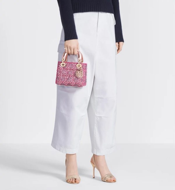 Metallic Lambskin and Rose des Vents Satin Embroidered with Beads - Image 4
