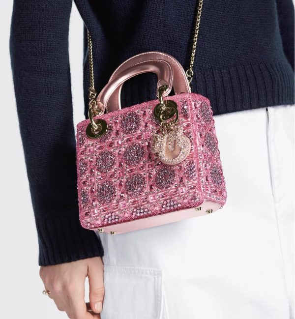 Metallic Lambskin and Rose des Vents Satin Embroidered with Beads - Image 5