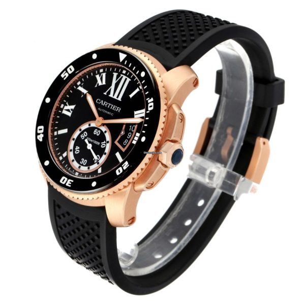CARTIER Calibre Rose Gold Black Dial Automatic Mens Watch - Image 4