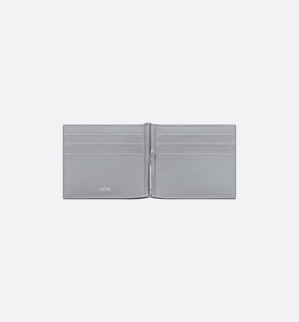 DIOR Wallet with Bill Clip Gray CD Diamond Canvas - Image 3