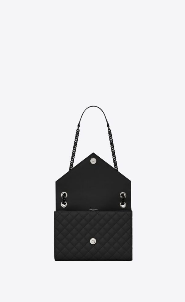 SAINT LAURENT ENVELOPE MEDIUM IN QUILTED GRAIN DE POUDRE EMBOSSED LEATHER - Image 3