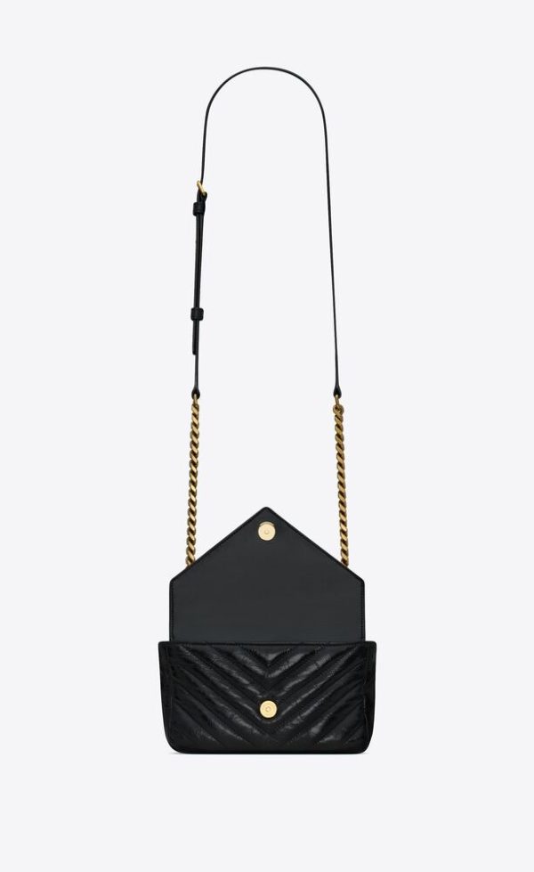 SAINT LAURENT COLLEGE MINI CHAIN BAG IN SHINY CRACKLED LEATHER - Image 2