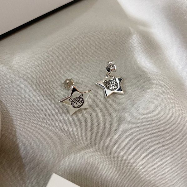 GUCCI SILVeR BLIND FOR LOVE STAR EARRINGS - Image 7