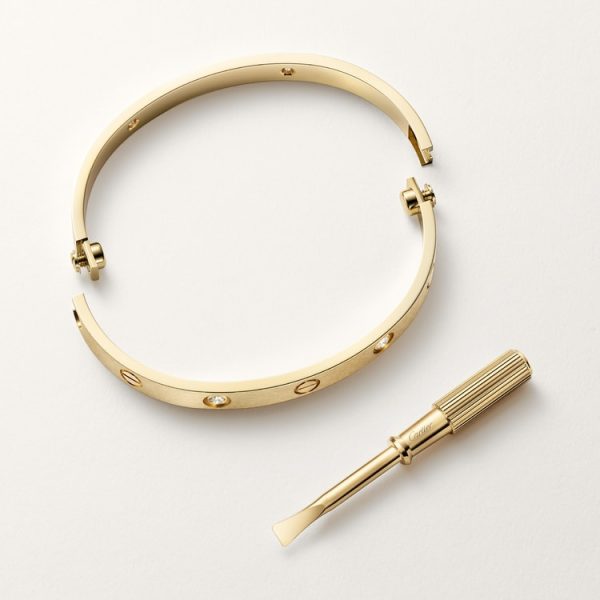 CARTIER LOVE BRACELET, CLASSIC MODEL, BRUSHED, 4 DIAMONDS - Image 8