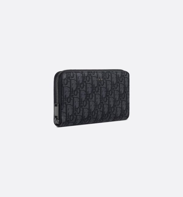 DIOR Zipped Long Wallet  Black Oblique Jacquard - Image 3