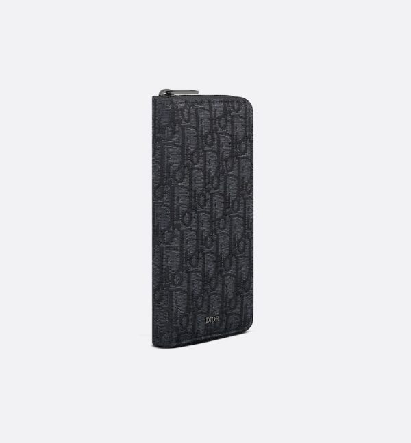 DIOR Vertical Long Zipped Wallet Black Oblique Jacquard - Image 2