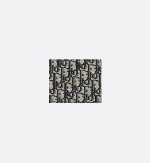 DIOR Compact Wallet Beige and Black Oblique Jacquard