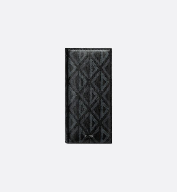 DIOR Vertical Bifold Wallet  Black CD Diamond Canvas - Image 6