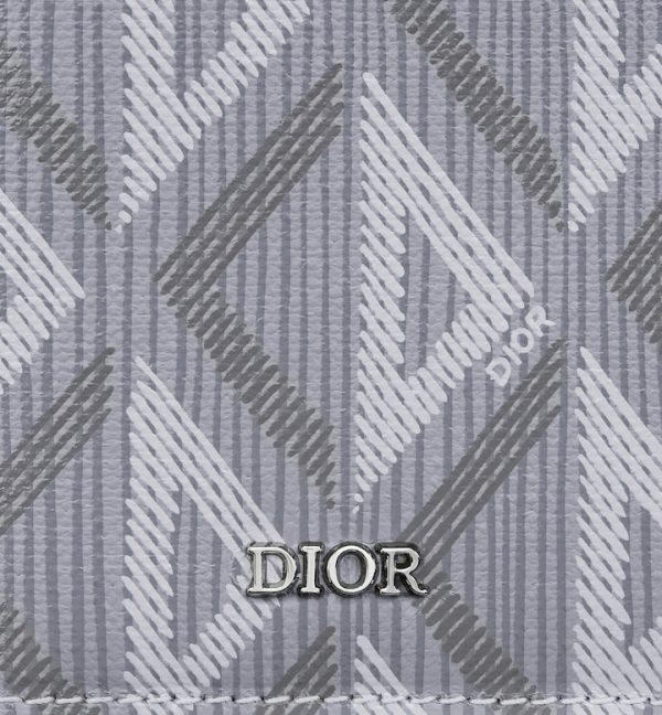 DIOR Long Bifold Card Holder Gray CD Diamond Canvas - Image 3