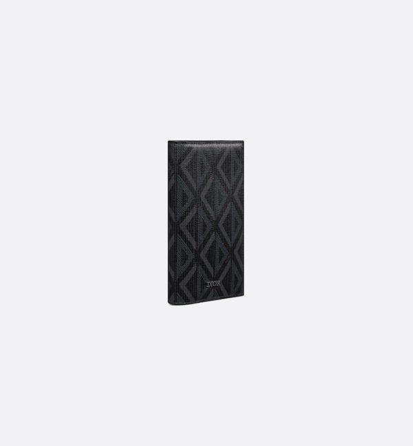 DIOR Long Bifold Card Holder  Black CD Diamond Canvas - Image 2