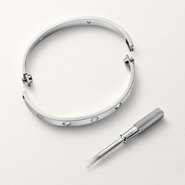 CARTIER LOVE BRACELET, CLASSIC MODEL, BRUSHED, 4 DIAMONDS - Image 7