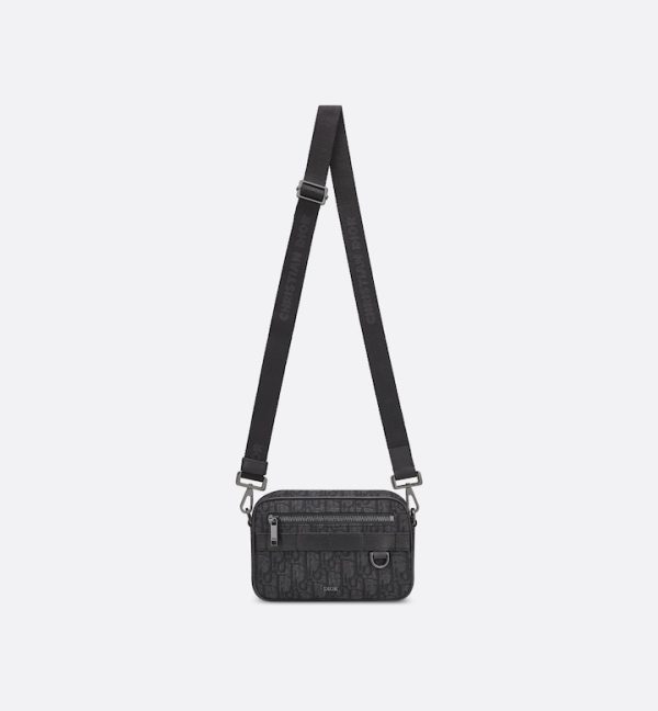 DIOR Mini Safari Bag with Strap Black Oblique Jacquard - Image 6