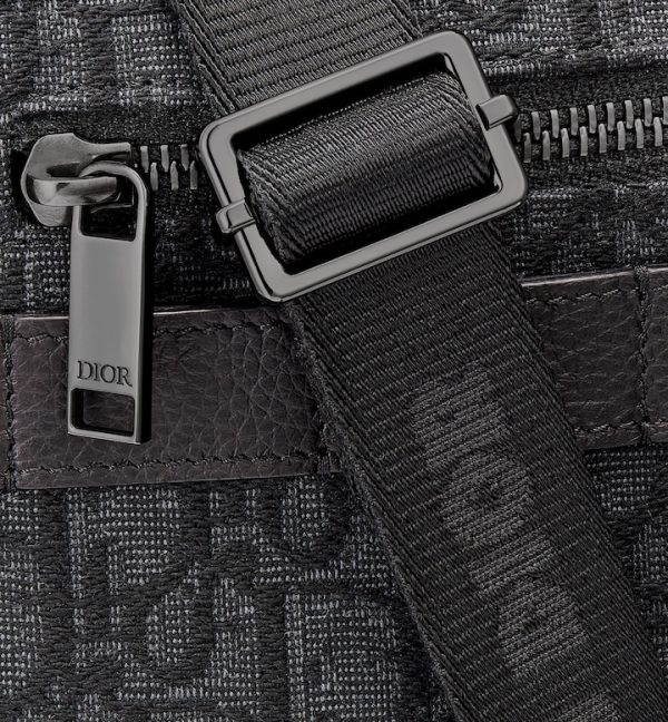 DIOR Mini Safari Bag with Strap Black Oblique Jacquard - Image 4