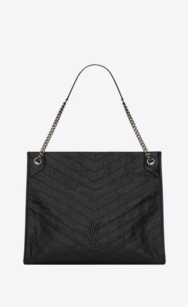 SAINT LAURENT NIKI LARGE SHOPPING IN CRINKLED VINTAGE LEATHER
