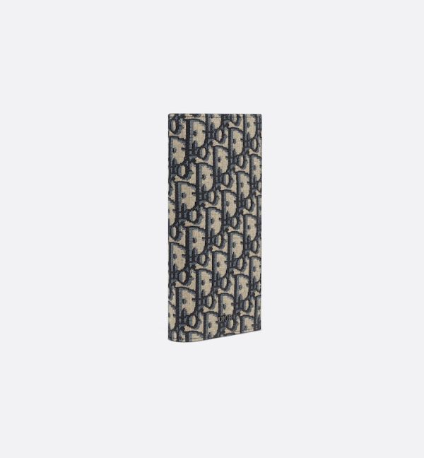 DIOR Vertical Long Wallet  Beige and Black Oblique Jacquard