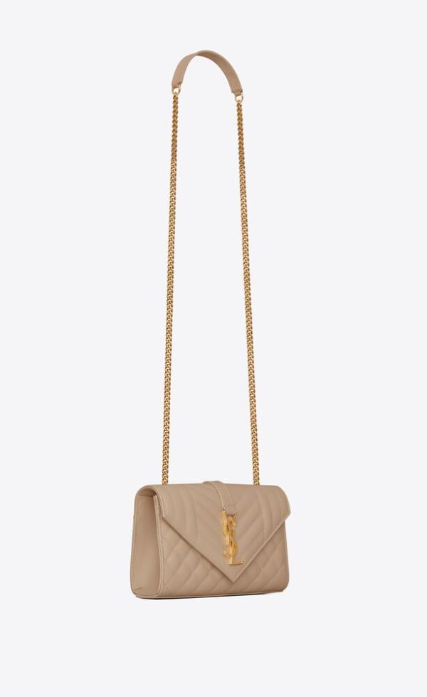 SAINT LAURENT ENVELOPE SMALL IN QUILTED GRAIN DE POUDRE EMBOSSED LEATHER - Image 3
