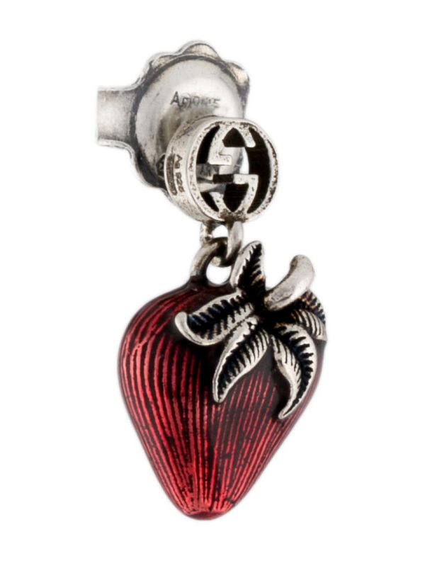 GUCCI Enamel Interlocking G Strawberry Single Earring - Image 2