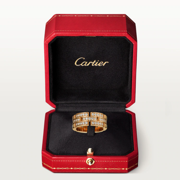 CARTIER MAILLON PANTHÈRE RING, 3 HALF DIAMOND-PAVED ROWS - Image 4