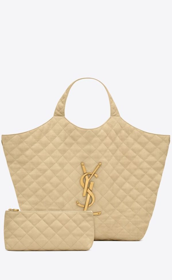 SAINT LAURENT ICARE MAXI SHOPPING BAG IN QUILTED NUBUCK SUEDE - Image 3